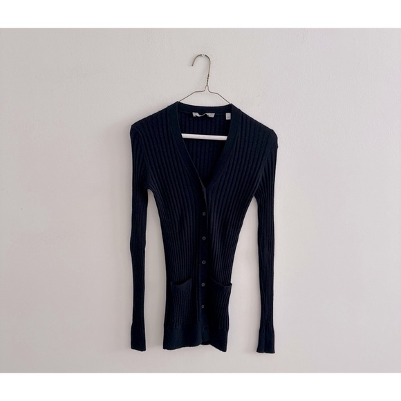 VINCE Rib Skinny Cashmere Cardigan Coastal Blue | XS - Picture 5 of 11